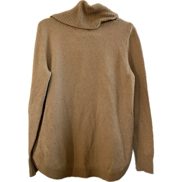 Tahari Women’s Medium Sweater Camel Turtleneck Cowl Neck Soft Cozy Stretchy - Picture 2 of 14